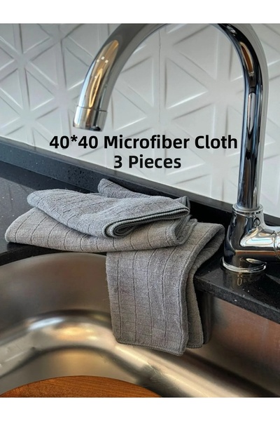 Tasarım Evi ( 3 Pieces ) Microfiber Kitchen Cleaning Cloth 40*40 Cm Stain Resistant No Smell