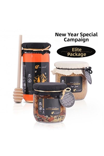 Allgreen حزمة إيليت (3 قطع): عسل زهرة الجبل الطبيعي النقي 450 جرام + سوبر إزم...