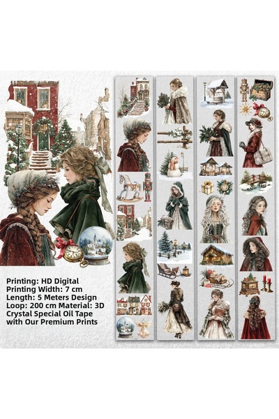 Onwize شريط PET بتصميم عيد الميلاد الفيكتوري |   شريط ملصقات لسجل القصاصات وا...