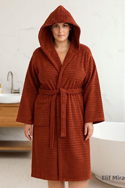 Elif Mira Halat de baie din bumbac cu glugă pentru bărbați/femei |   Silvia cu opțiuni de mărime mare