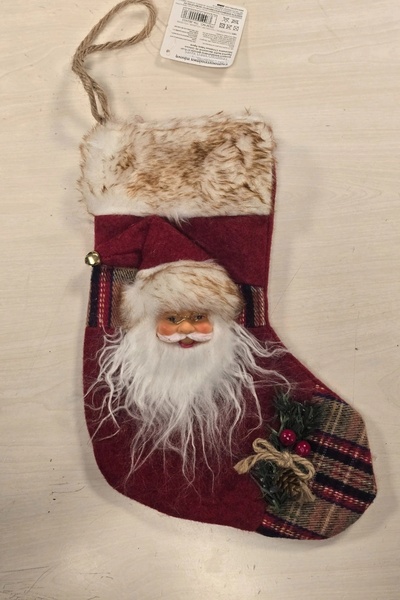 Tam12den Home جوارب زخرفية لرأس السنة الجديدة، قبعة فرو سانتا كلوز مربعة حمرا...