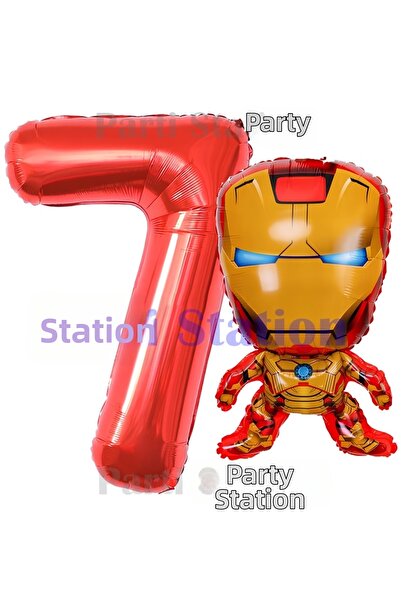 Parti Station مجموعة بالونات أفنجرز آيرون مان 7 سنوات من الفويل الأحمر