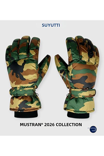 Suyutti قفازات شتوية بنمط التمويه مع عاكسات ضوئية مقاس L-XL | مقاوم للماء ومقاوم للحرارة في الهواء الطلق تكتيكي