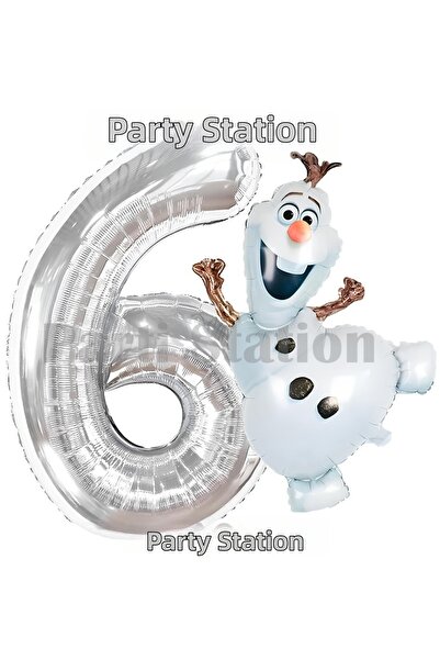 Parti Station Frozen Olaf Concept 6 Year Old Silver Foil Number Balloon Set
