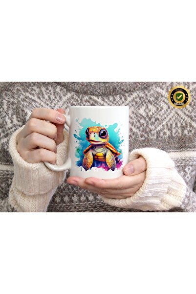 WİLLOW STORE Cute Turtle Porcelain Mug with 14 Figures, High Quality, Gift