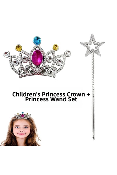 AL - KAR TİCARET Scalloped Princess Crown and Princess Star Scepter Set for K...