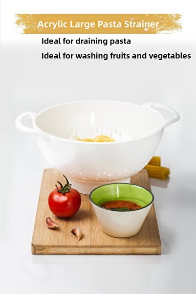 Kaite مصفاة معكرونة بيضاء من الأكريليك ومصفاة فواكه نباتية