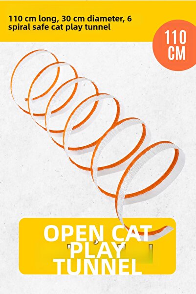 pawdaz نفق لعب القطط الحلزوني المفتوح بطول 110 سم - سريع التركيب وسهل التجميع