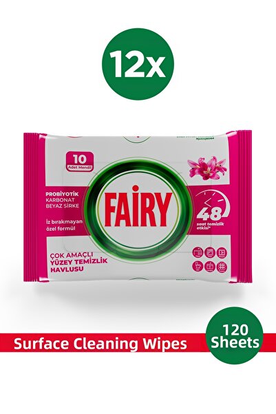 Fairy Multi-Purpose Surface Cleaning Towel 10 Sheets 12 Pieces |   Lilyum Flower |   White Vinegar & Baking Soda