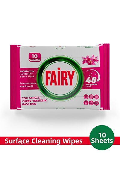 Fairy منشفة تنظيف الأسطح متعددة الأغراض 10 ورقات |   زهرة الزنبق |   خل أبيض ...