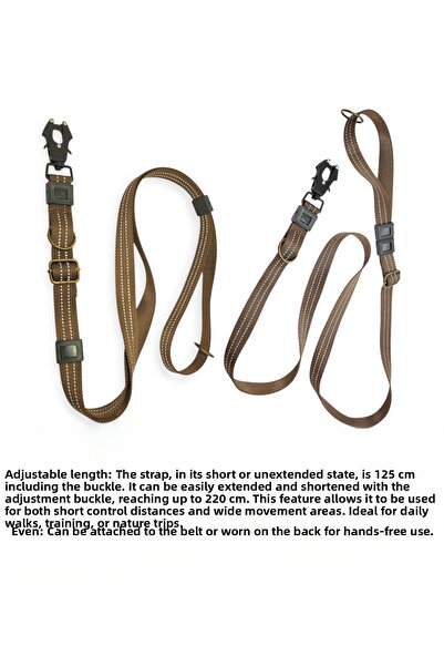 VSLT HANDMADE Handmade-Reflective-Short and Long Adjustable Dog Walking Leash. (from 10 to 40 Kilos)