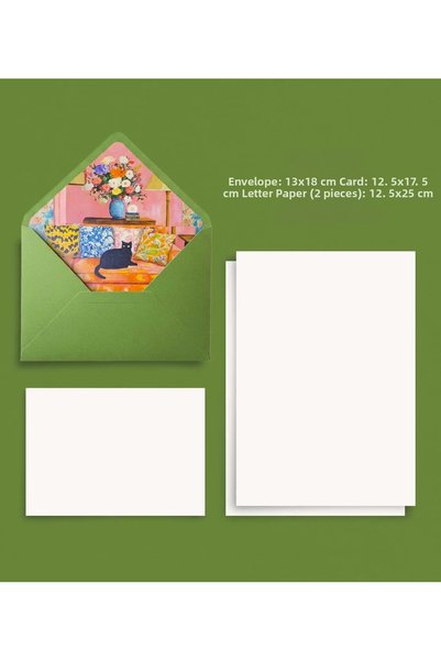 Bazen Defter ظرف أخضر منقوش على شكل قطة