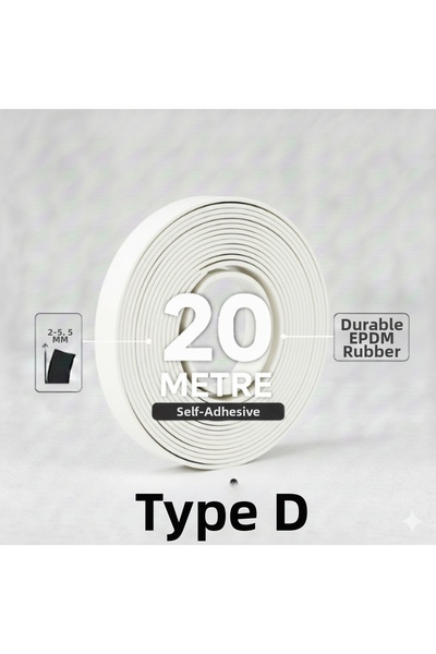 Lorin 20 de metri tip D, 2-5 mm, bandă de protecție pentru izolație pentru uși și ferestre, burete cu fitil de tăiere la rece