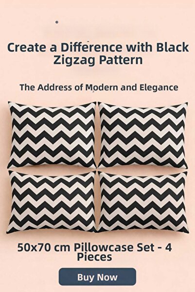 Loova 4 قطع غطاء وسادة 100% قطن منقوش بحجم 50*70 سم مع خياطة سميكة وسحاب