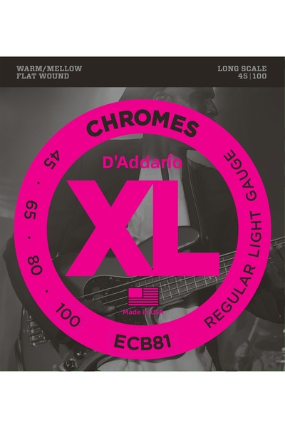 Daddario Ecb81 Bass Guitar String Set, Chrome, Regular Light
