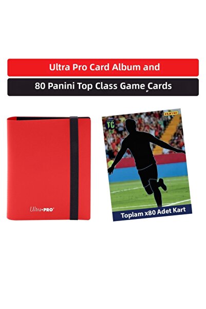 Panini 80 قطعة من بطاقات اللعب من الدرجة الأولى + حامل بطاقات ألترا برو (أحمر)
