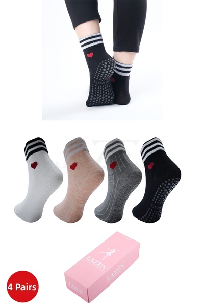 Lazen Șosete de yoga Pilates pentru femei - Talpă anti-alunecare din silicon ...