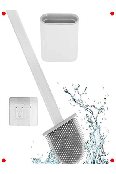 markentegra Thin Silicone Toilet Brush That Sticks to the Wall White