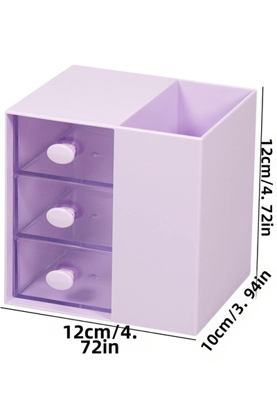 not صندوق منظم للمجوهرات على سطح المكتب مع درجين - 12 سم - 12 سم - 10 سم