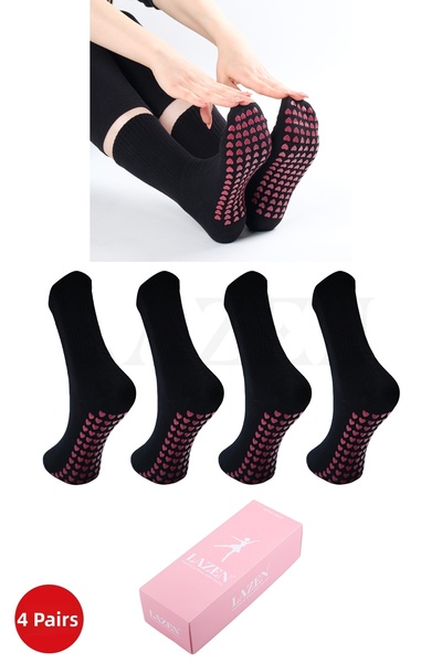 Lazen Șosete pentru yoga, pilates și reformer pentru femei - Talpă anti-alune...