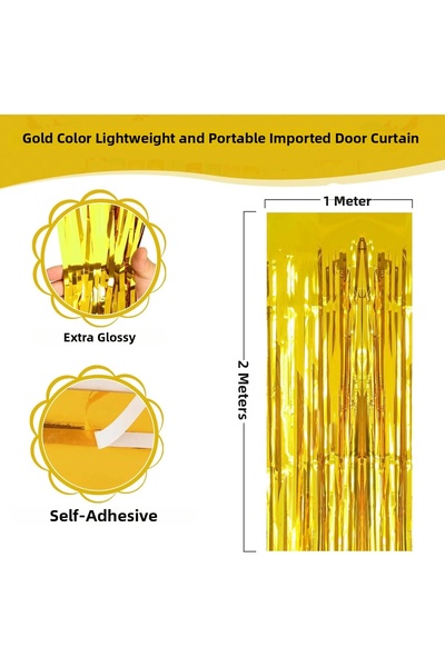 OEM Gold Gold Color Extra Metallized Shiny Fringed Background Curtain Importe...