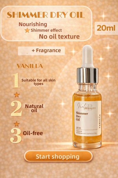 VIOLA BEAUTY زيت جاف لامع - زيت جاف "منعم للأظافر والجلد، زيت للعناية بالبشرة...