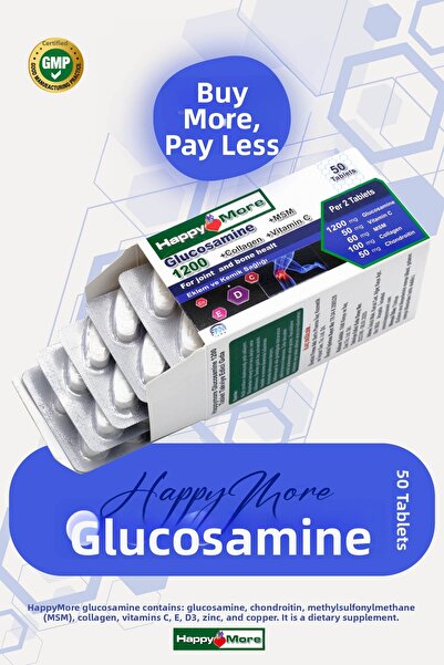 happy more Glucosamine - Sulfate, Chondroitin, Msm and Vitamins E, D, C - 50 ...