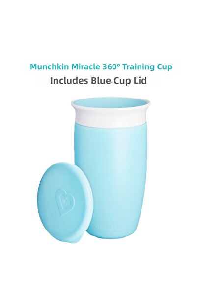Munchkin معجزة 360 °   كوب للشرب، للأطفال من عمر 12 شهر فما فوق، سعة 296 مل، مع غطاء أزرق