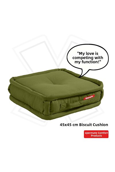 XPERMATE Pernă de podea pentru biscuiți Fagure de miere Față de paletă Pernă de top Pernă de bancă și de grădină 45x45x14 Cm Verde