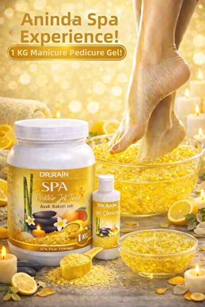 DR.RAİN 1 كيلو جرام مسحوق جل مانيكير وباديكير بنكهة الليمون + محلول جل |   عل...