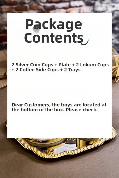 oruçoyuncak Gold Porcelain Leaf Detailed Cup Presentation Set with Tray - Promise Engagement Coffee Cup for 2 People