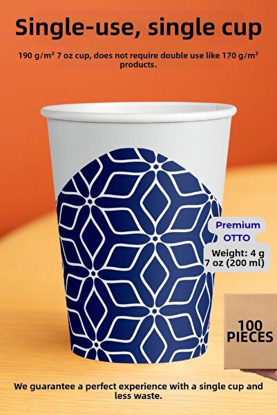 cupistanbul 7 oz Paper Cups (200 ml) - 100 Pieces - Leak-Proof Paper Cups Ist...