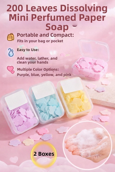 Hane Dostu 200 Sheets Melting Mini Perfumed Paper Soap – Pocket Size, Portabl...