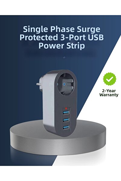 Epilons مقبس حراري آمن للأطفال - 3 منافذ USB وحماية من التيار الكهربائي