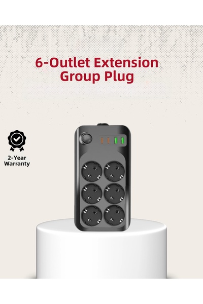 Epilons 6-Port Power Strip with Thermal Protection, USB Type-C Multi-Outlet, ...