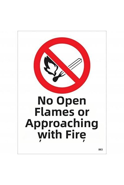 Ethab Ticaret Open Flame and Fire Approach Warning Sign 25x35 CODE:863
