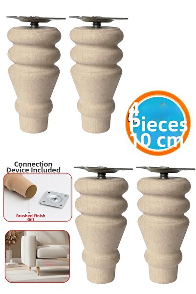 NZB أرجل خشبية طبيعية غير مطلية بطول 10 سم للأثاث والأرائك مع أدوات التثبيت و...