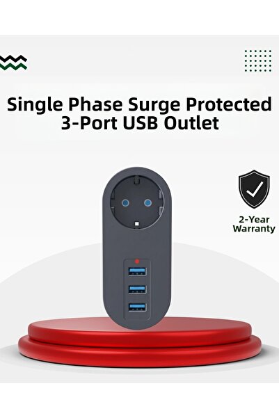 Epilons مقبس يو إس بي مع حماية من التيار - قوة 2500 واط، حماية من الحرارة وحم...