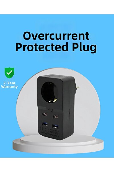 Epilons قفل تلقائي للأطفال مع حماية حرارية، 4 منافذ USB من النوع C