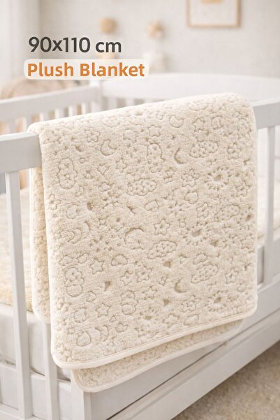 Bebekino 90X110 cm Plush Baby Blanket – Embossed Pattern, Soft Texture, Compa...