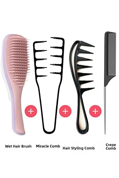 Nofella Σετ χτενών 4 τεμαχίων: Χτένα για υγρά μαλλιά + Χτένα Miracle + Χτένα ...
