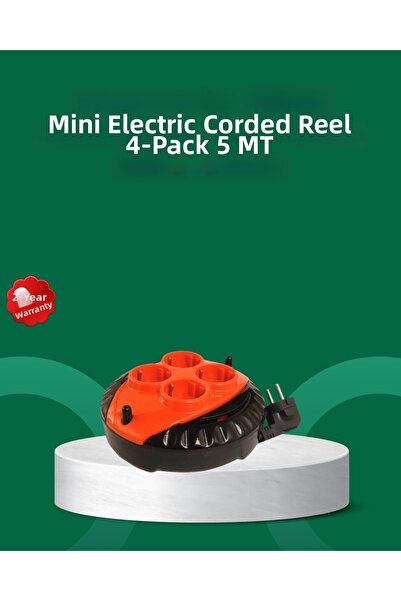 ELİZ BERRA MODA بكرة كهربائية بأربعة مقابس حمراء مع كابل بطول 5 أمتار