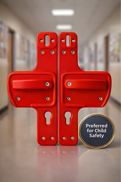 hilal kimya Unbreakable Barrier Door Handle Offering Maximum Safety Durability for School-Nursery Doors-Red