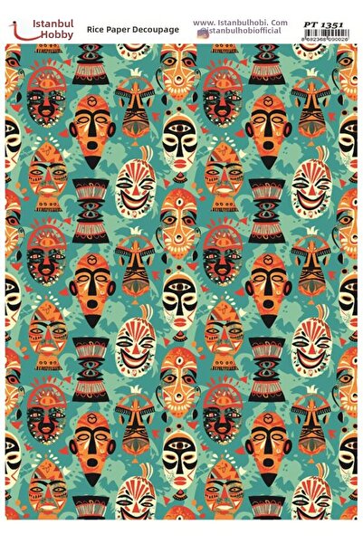 İstanbul Hobi Brass Decopage Paper 30X42Cm Pt-1351 African Mask Tribe