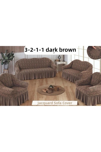 ARTUÇ 3+2+1+1 Standard Sofa Cover with Jacquard Flexible Skirt