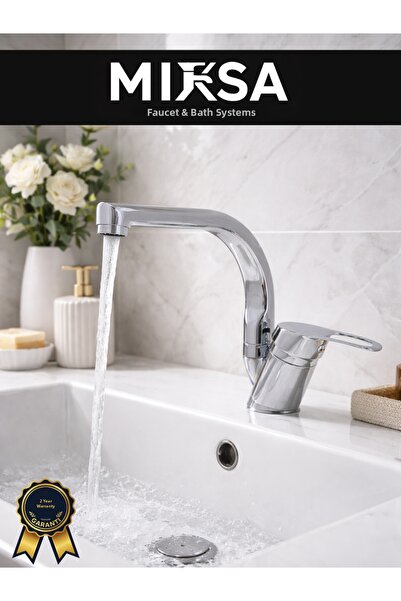 MİXSA Herringbone Pipe Bathroom Sink Faucet, Tap, Fountain with Dual Water In...