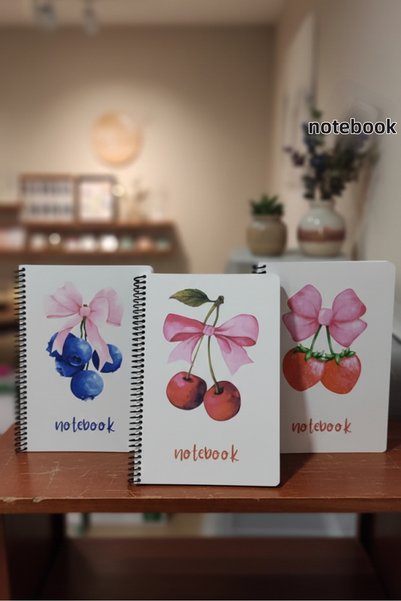 M&H Coloring A5 Spiral 3-Pack Unlined Notebook Set - 14.8 X 21 cm 40 Sheets Notebook Fruit Series