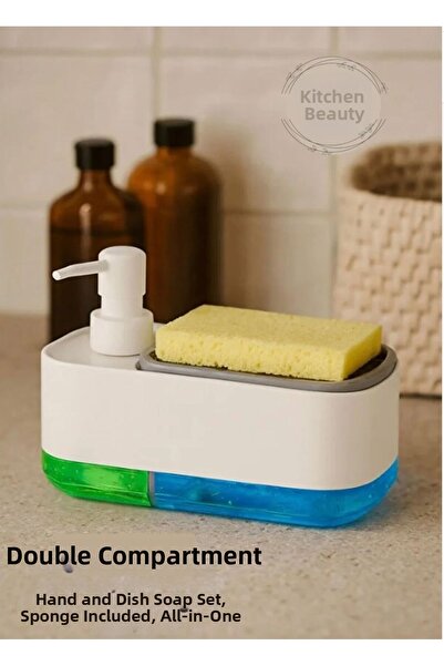 Voltbox 3 in 1 Multi-Chamber Hand Soap Detergent Sponge Holder Bathroom-Kitchen-Wc
