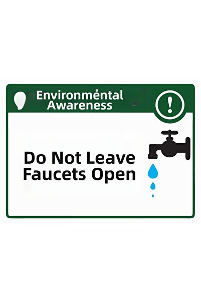 ZiPrinter وعي بيئي! لا تترك الصنابير مفتوحة، لافتة تحذير من مادة PVC مقاس A3 ...