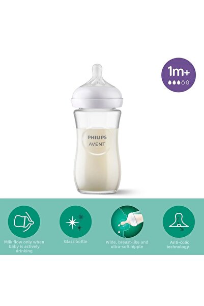 Philips Avent Natural Response Natural Response Glass Baby Bottle 240ml 1+ Month